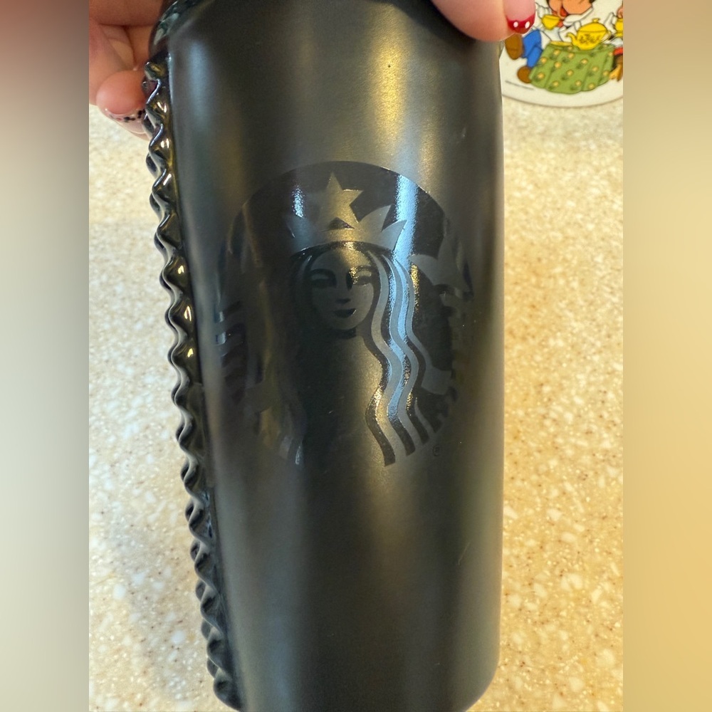 Starbucks Matte Black Tumbler with Textured Grip Travel Mug Cup with Lid